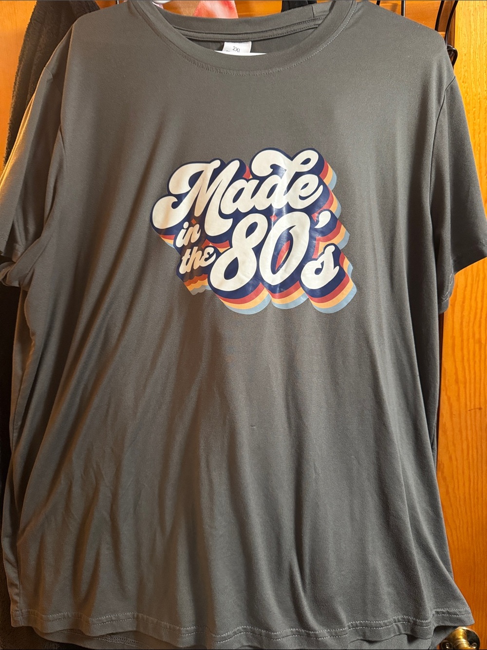 SHEIN Gray Short Sleeve Tee with Retro 'Made in the 80's' Graphic